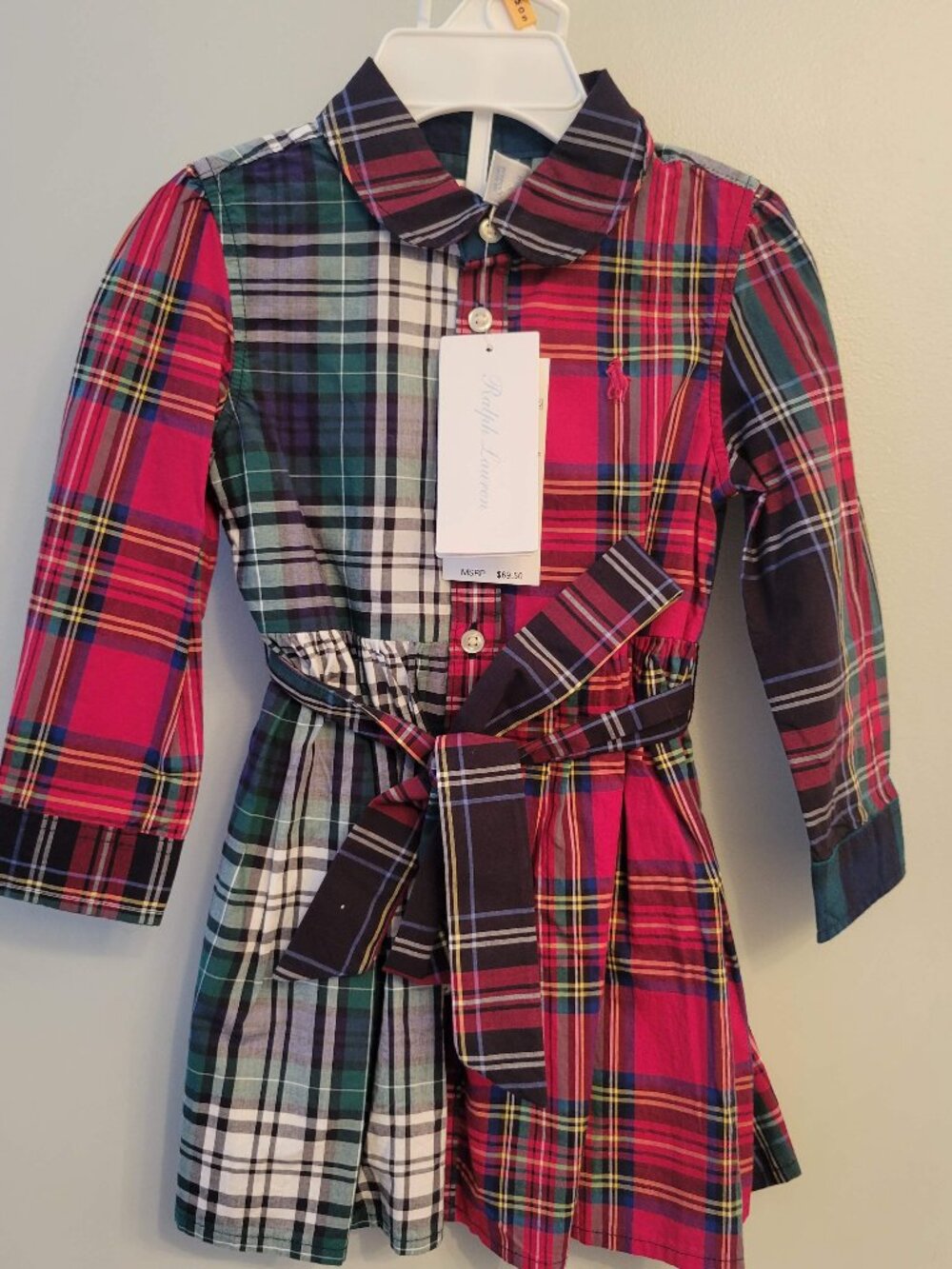 NWT Red and Green Plaid Dress 12 Months